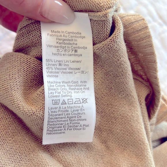 NWT J. Crew Linen Blend Curved Hem Sweater in Light Khaki - Picture 7 of 7